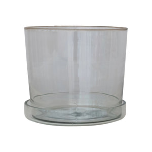 Hand-Blown Recycled Glass Planter & Saucer