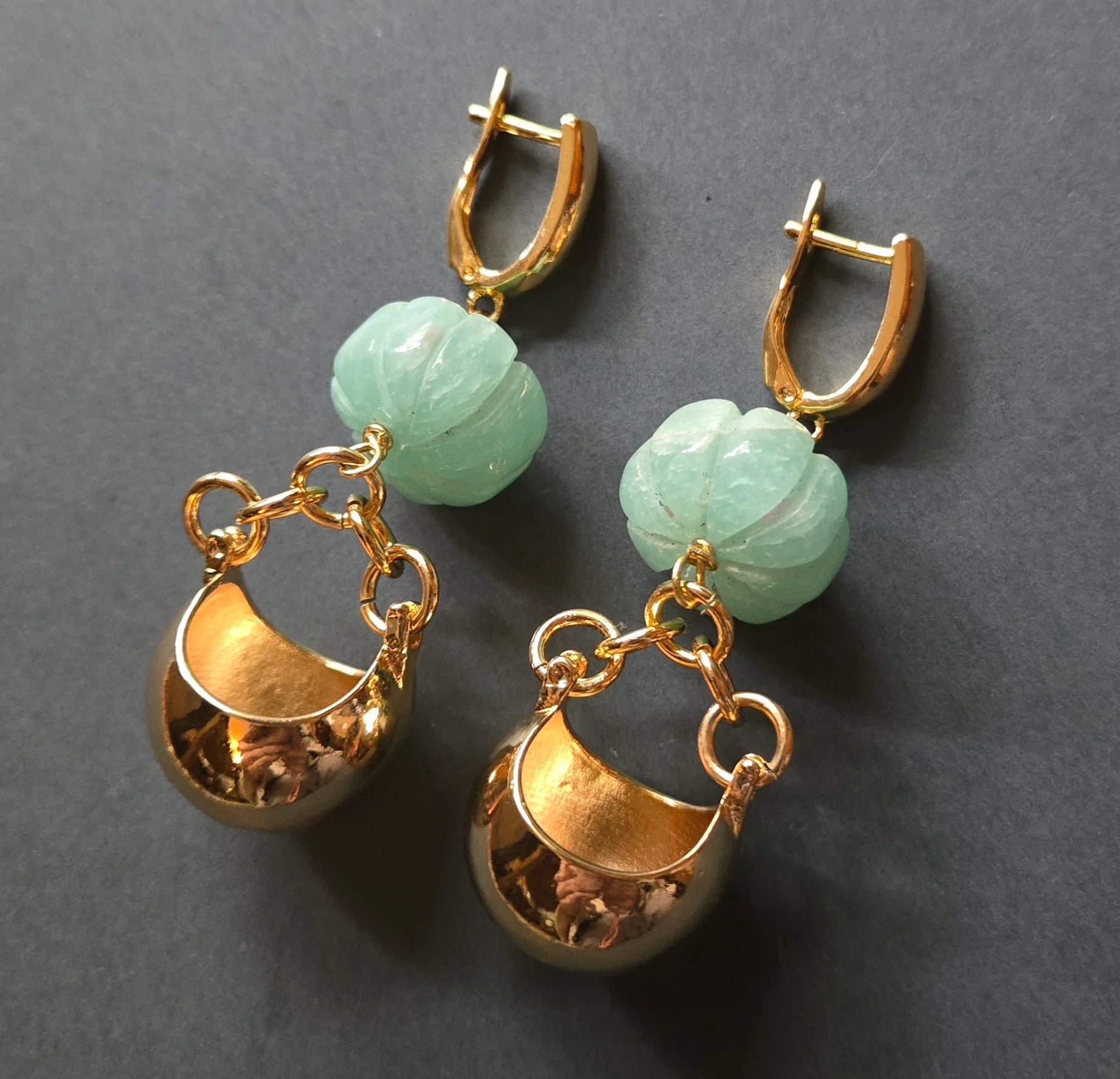 Amazonite Melon Drop Earrings