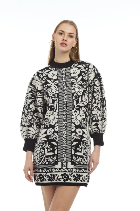 Black &amp; Cream Rhumba Pineapple Knit Dress