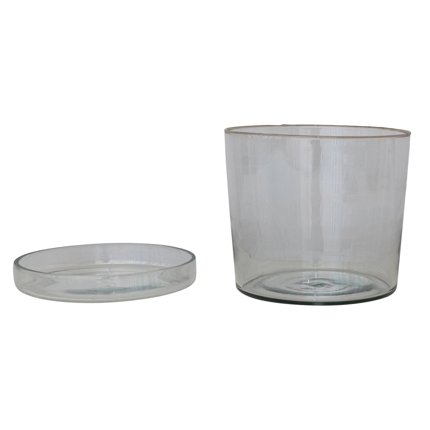 Hand-Blown Recycled Glass Planter & Saucer
