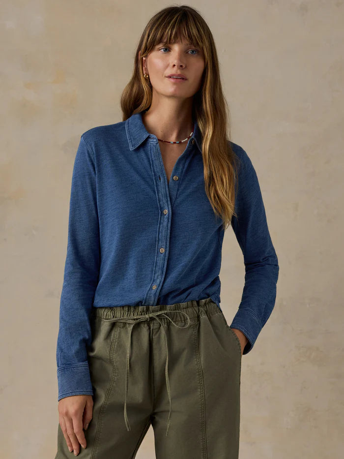 Medium Indigo Wash Sunwashed Knit Shirt