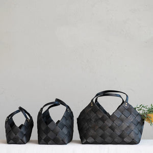 Black Woven Fir Wood Baskets
