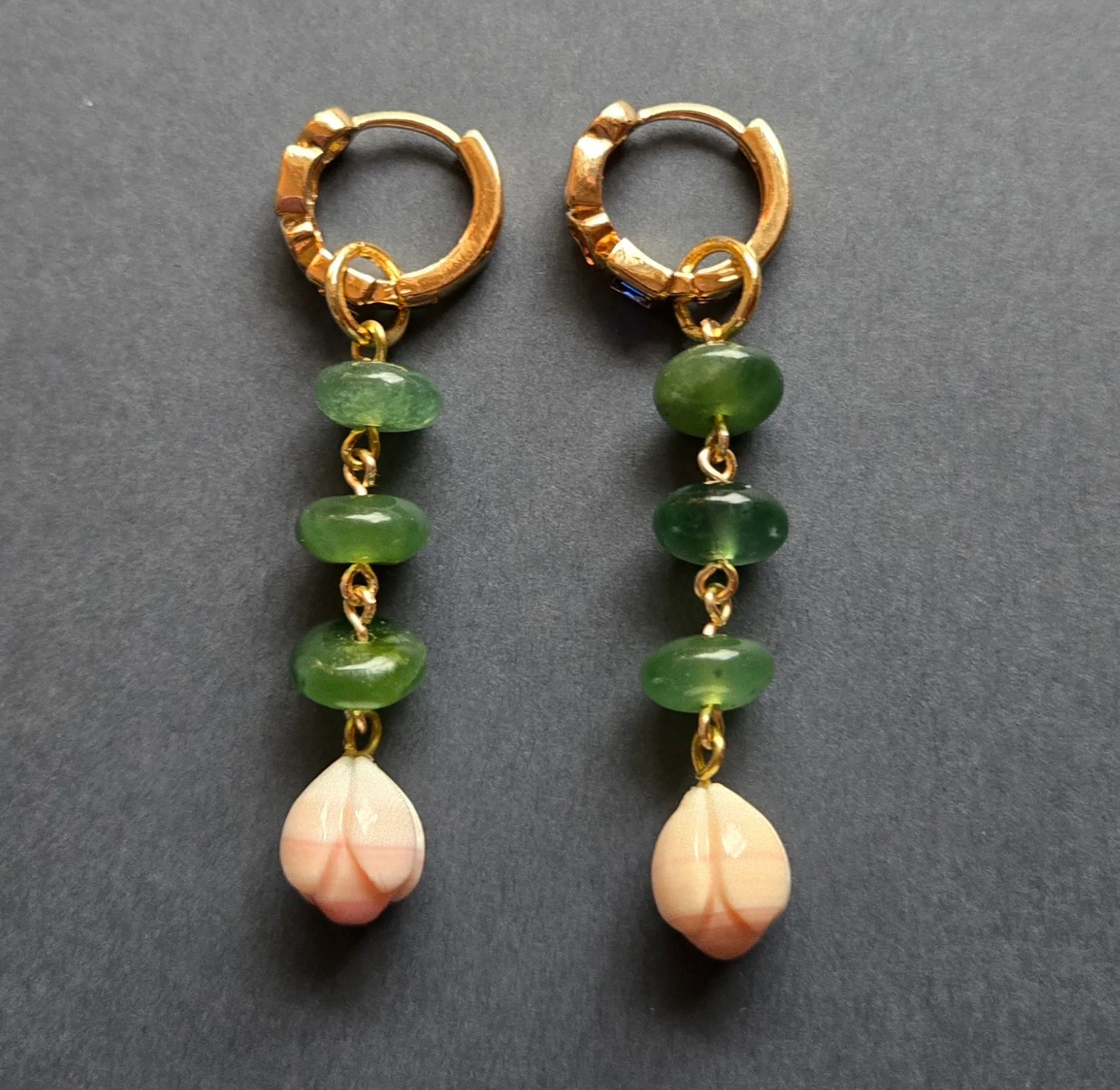 Jade Conch Flower Earrings