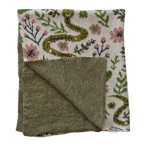 Snakes & Florals Cotton Knit Throw