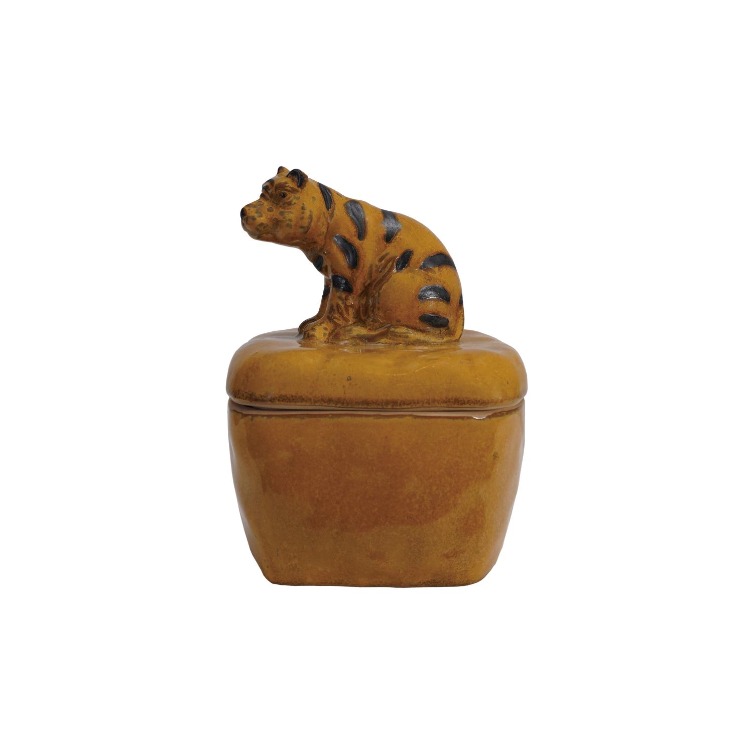 Orange Tiger Shaped Handle Jar