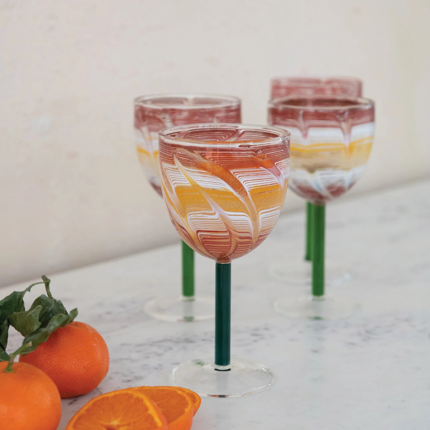 Hand-Blown Art Wine Glass