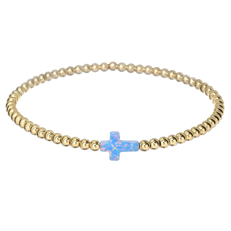 Cross Opal Stretch Bracelet
