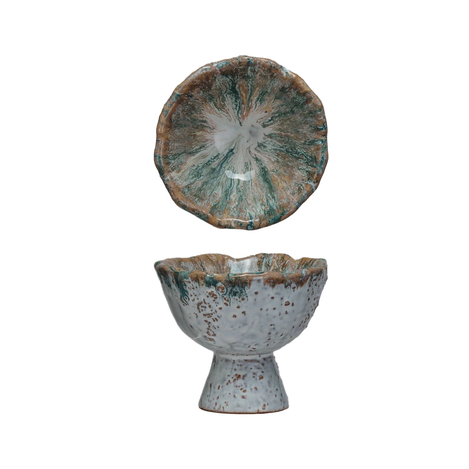 Green Speckled Glaze Footed Bowl