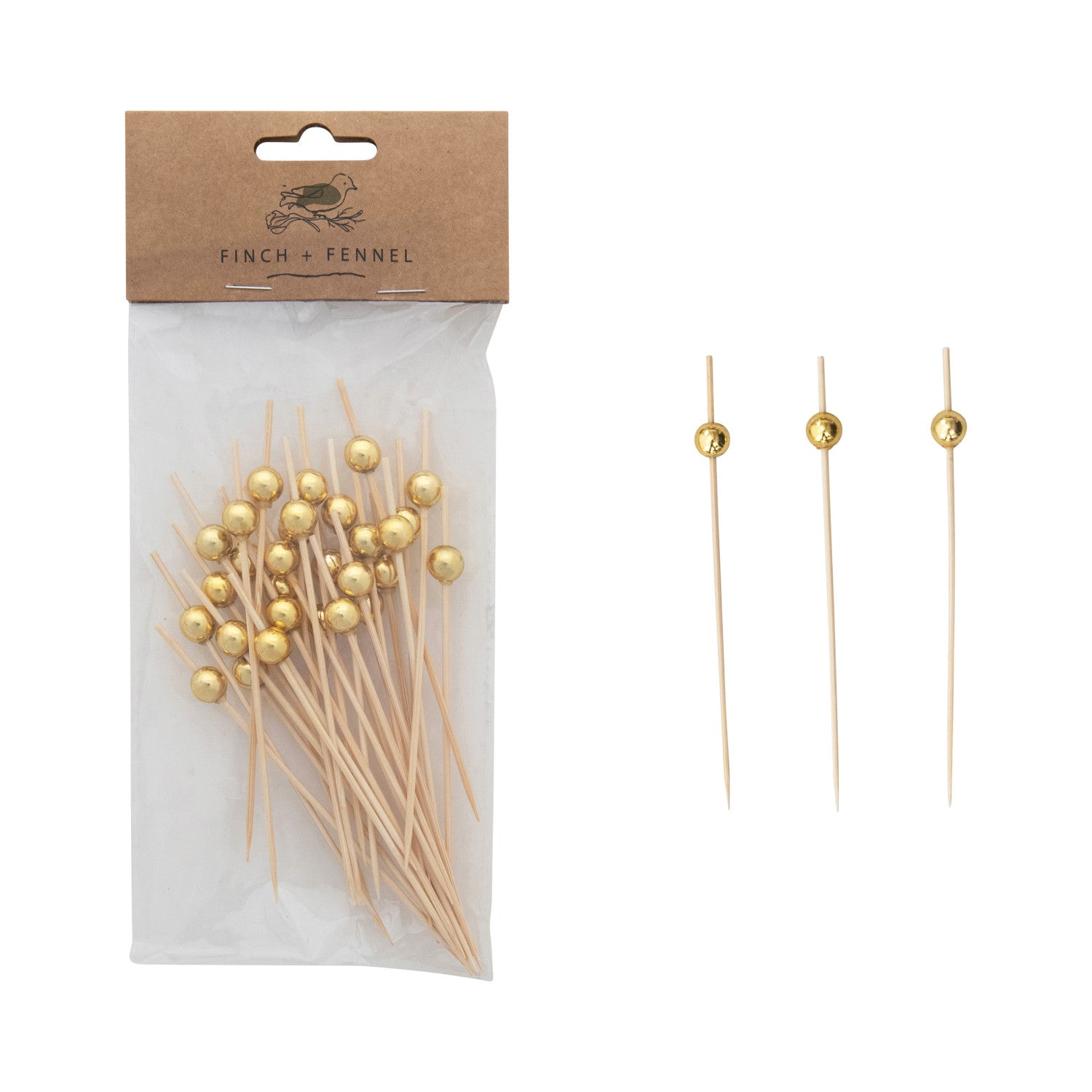 Gold Bamboo Single Use Picks