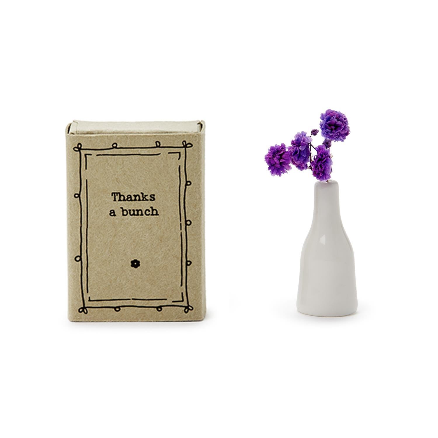 Matchbox Vase with Flowers & Sayings