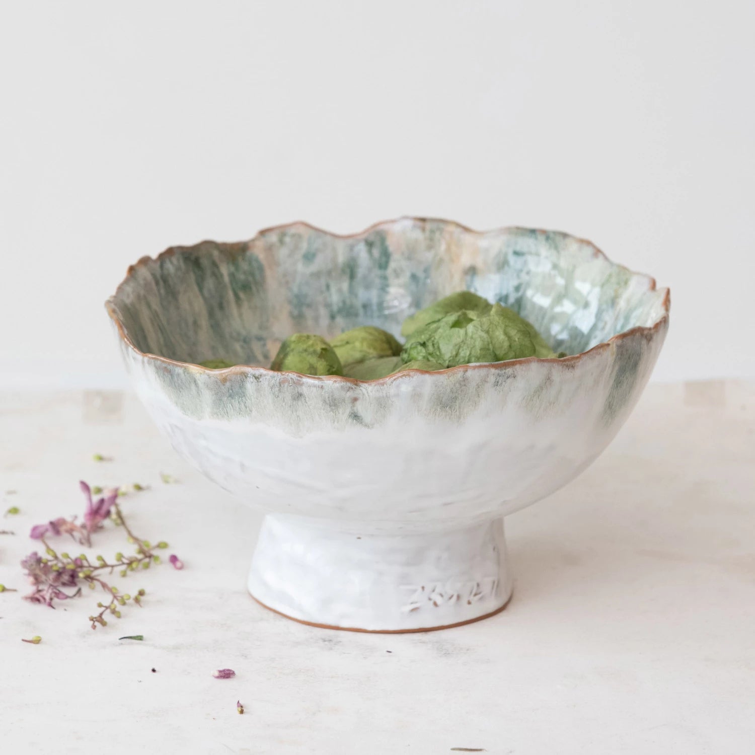 Large Speckled Glaze Footed Bowl