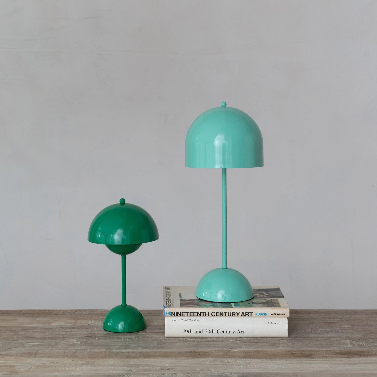 Semi-Circle Aqua Metal Table Lamp