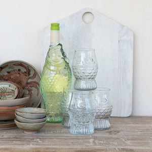 Pressed Glass Fish Shaped Drinking Glass