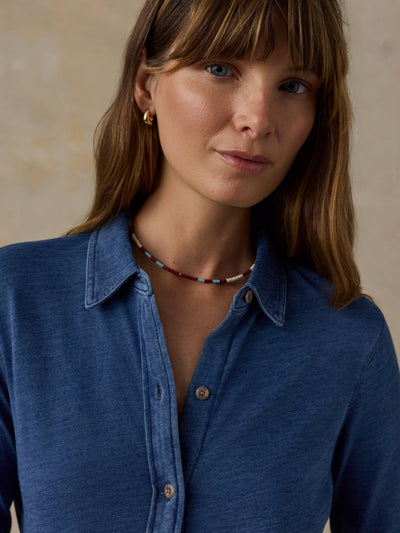 Medium Indigo Wash Sunwashed Knit Shirt