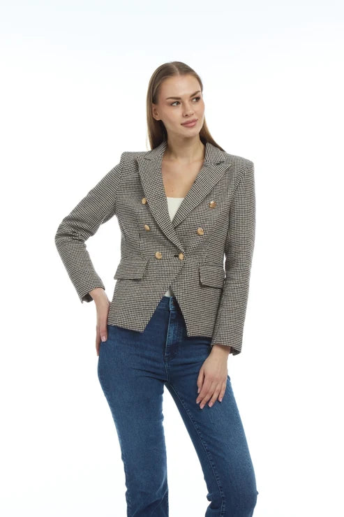 Espresso &amp; Black Houndstooth Bianca Jacket