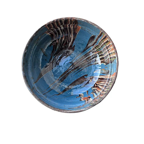 Small Marbleized Blue Cottage Crafted Bowl