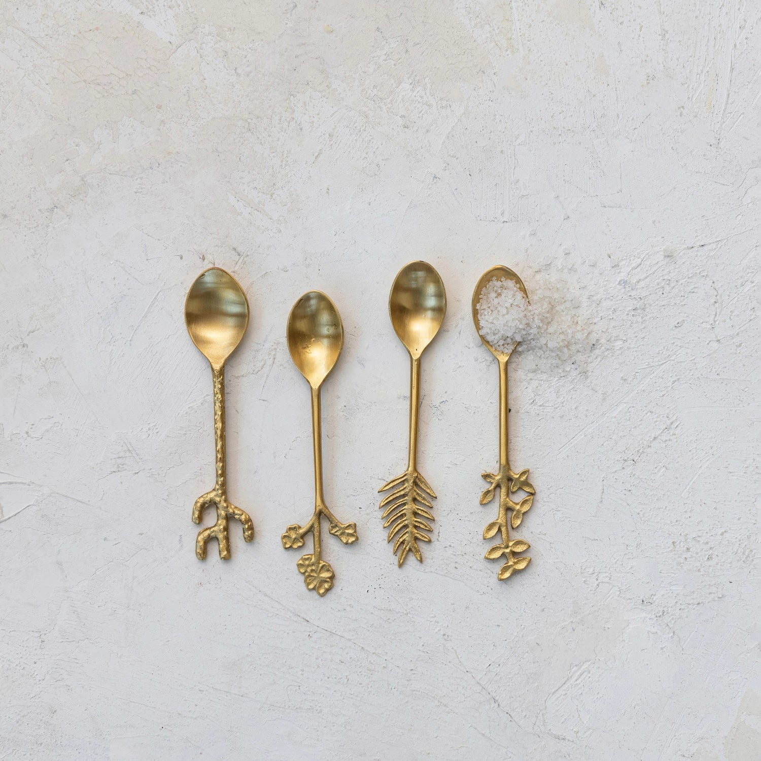 Botanical Shaped Handle Brass Spoon