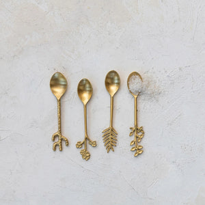 Botanical Shaped Handle Brass Spoon