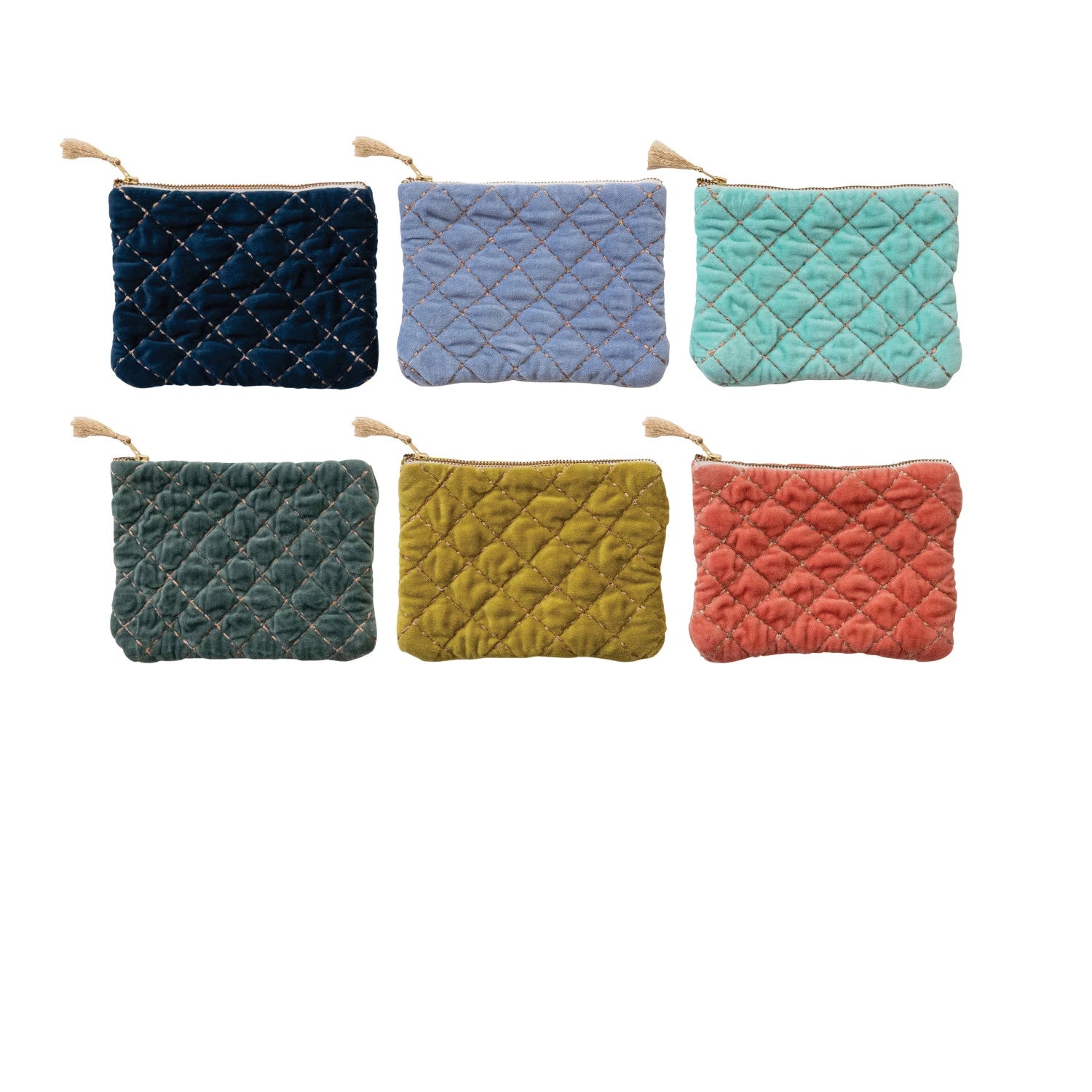 Metallic Threaded Velvet Zip Pouches
