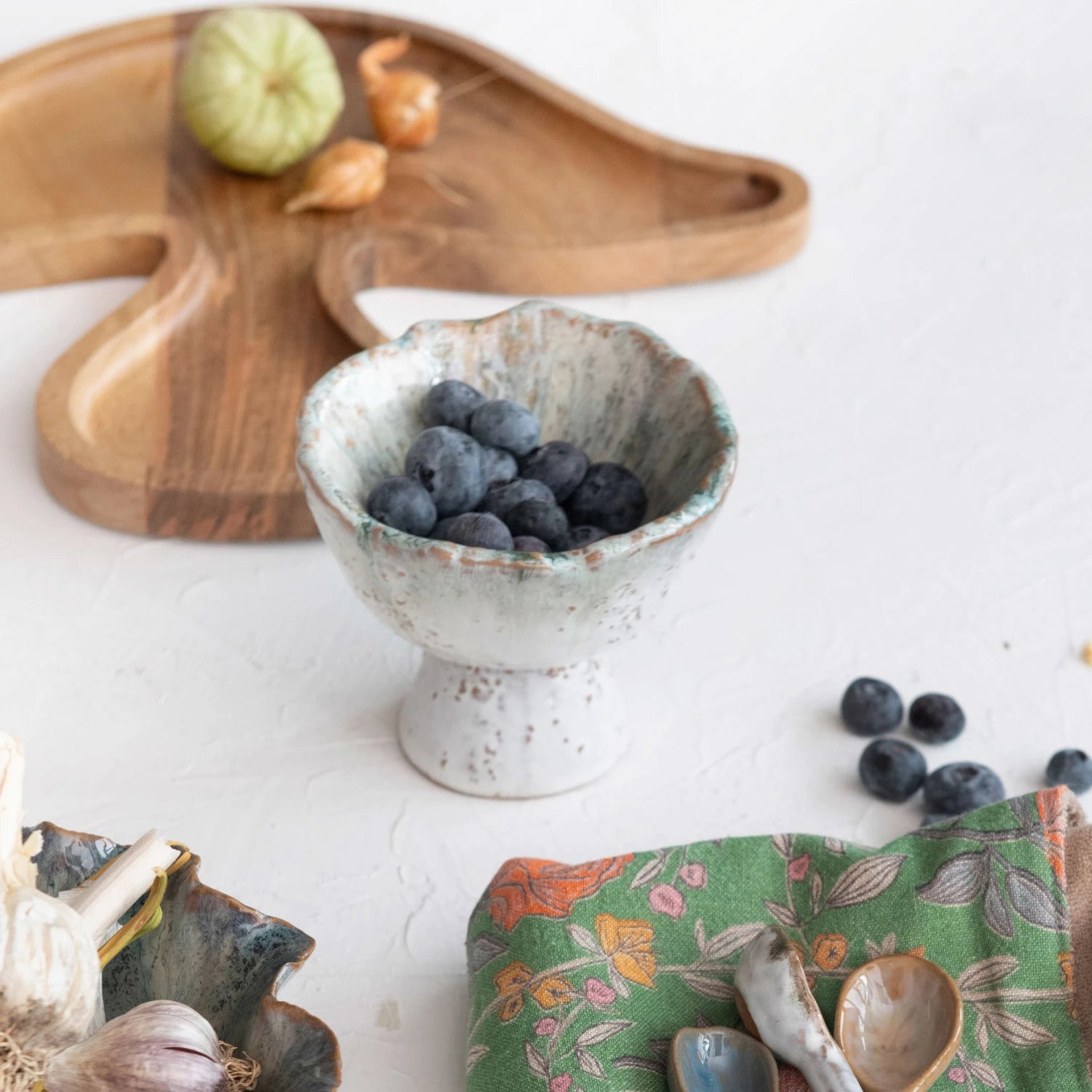 Green Speckled Glaze Footed Bowl