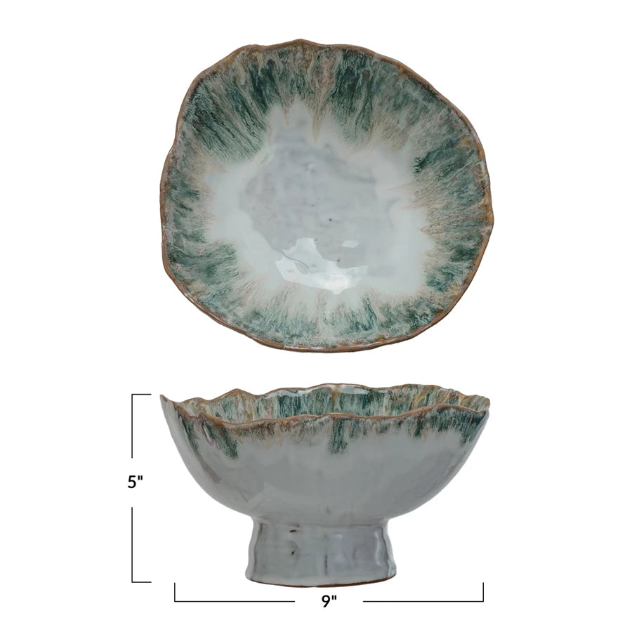 Large Speckled Glaze Footed Bowl