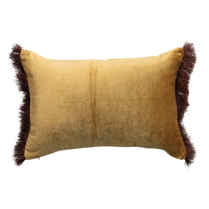 Brown Tibetan Tiger & Fringe Lumbar Pillow