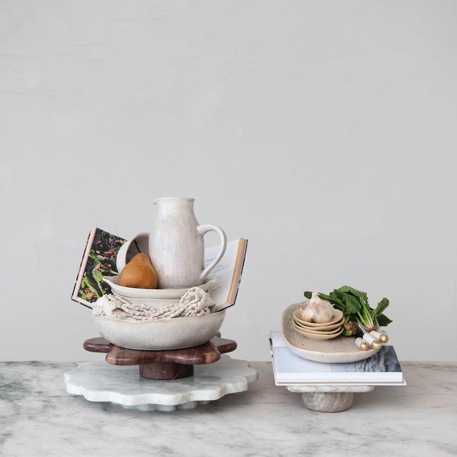 Marble Scalloped Lazy Susan
