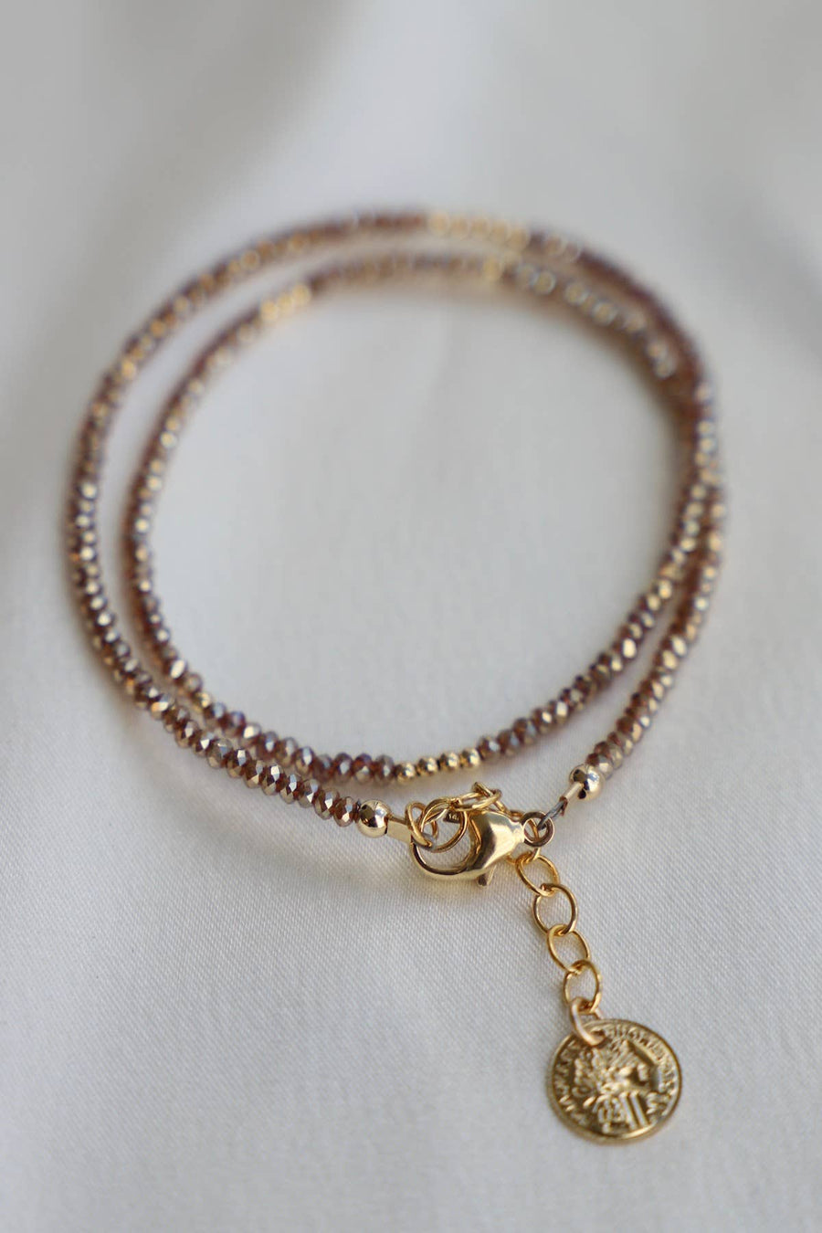 Saffron Crystal Necklace/Double Wrap Bracelet