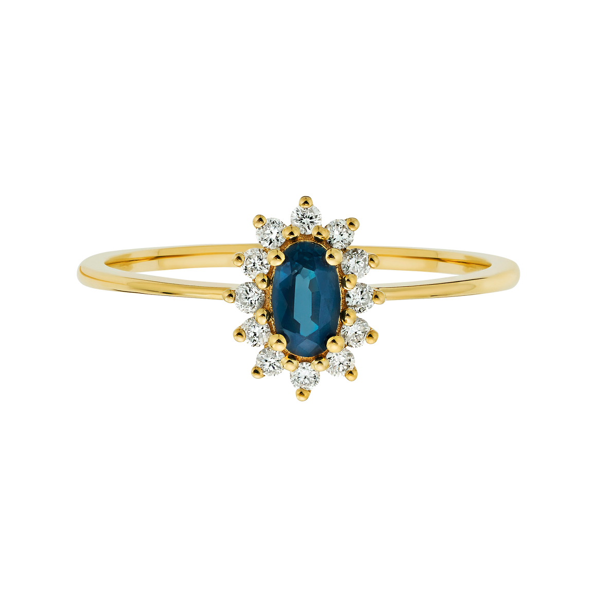 14kt Gold Sapphire & Diamond Fleurette Ring