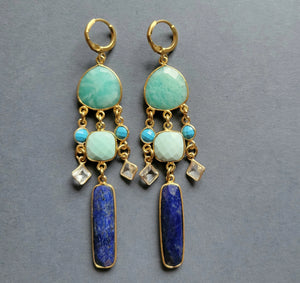 Amazonite and Opal Earrings