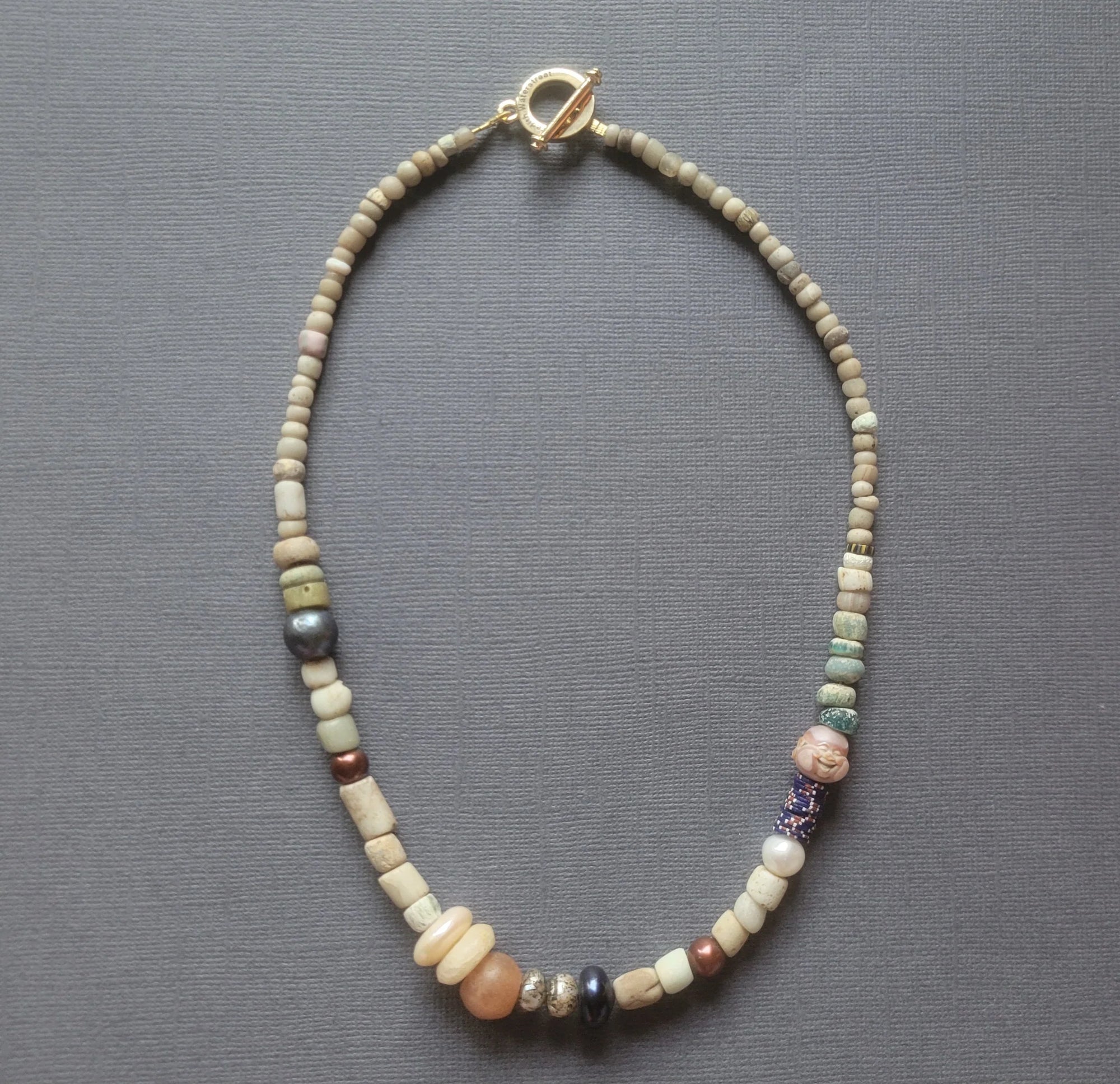Excavated Bead & Pearl Necklace
