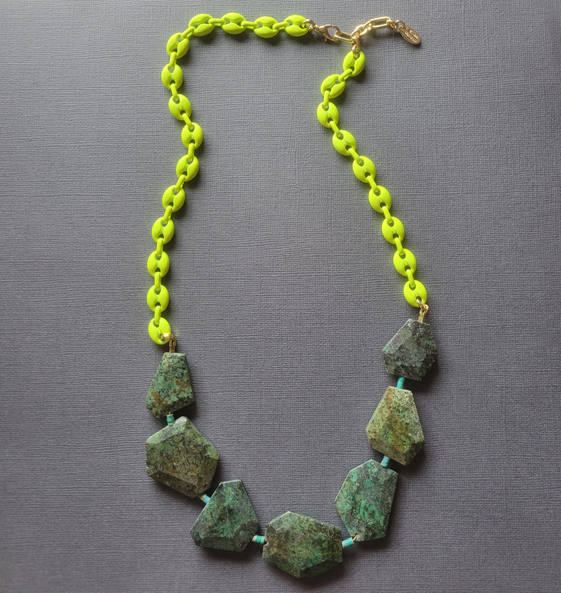 Green Jasper & Neon Chain Necklace