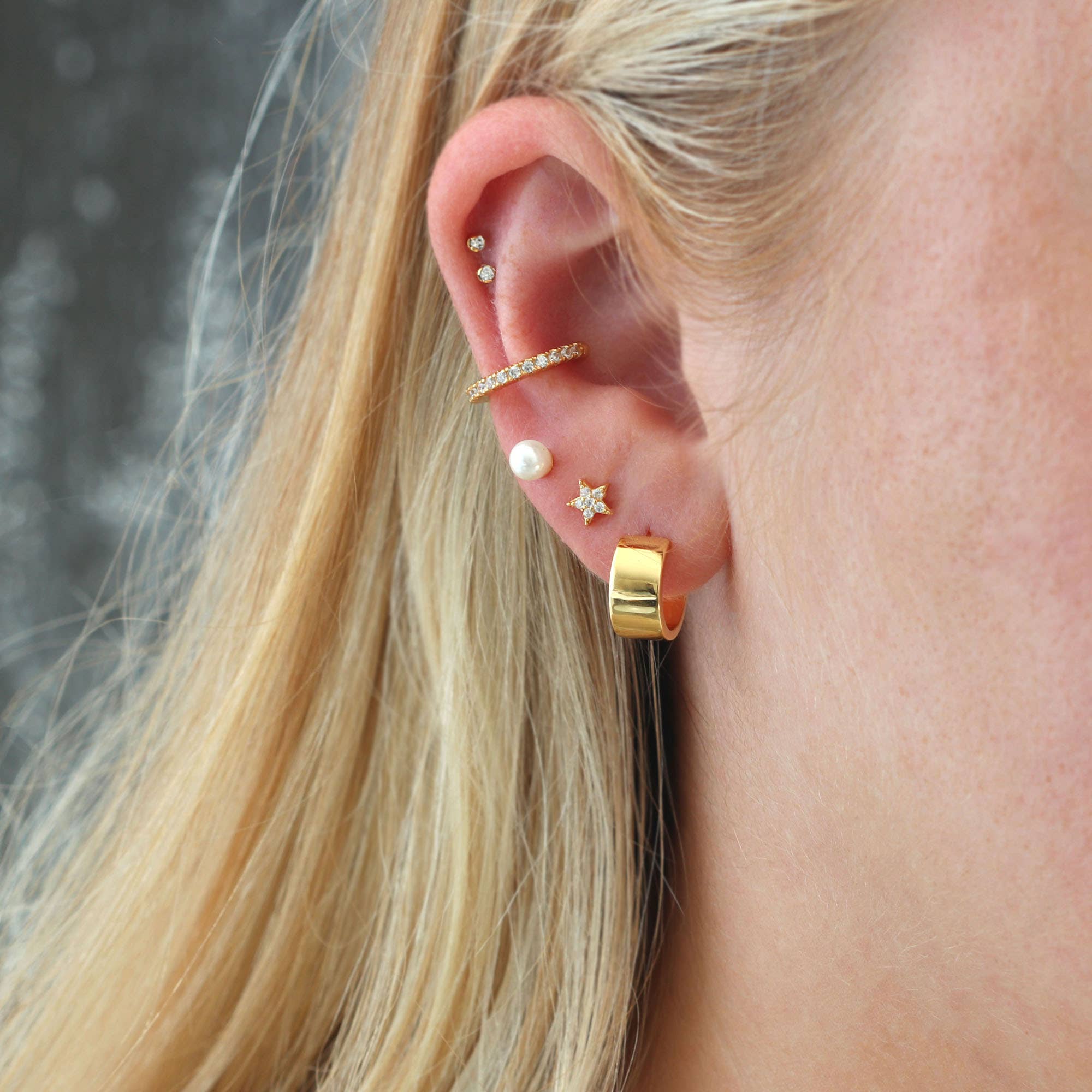 Gold Star Crystal Stud Earrings