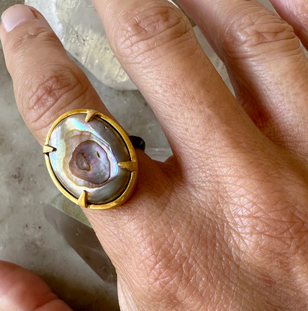 Abalone Gem Ring: Size 8