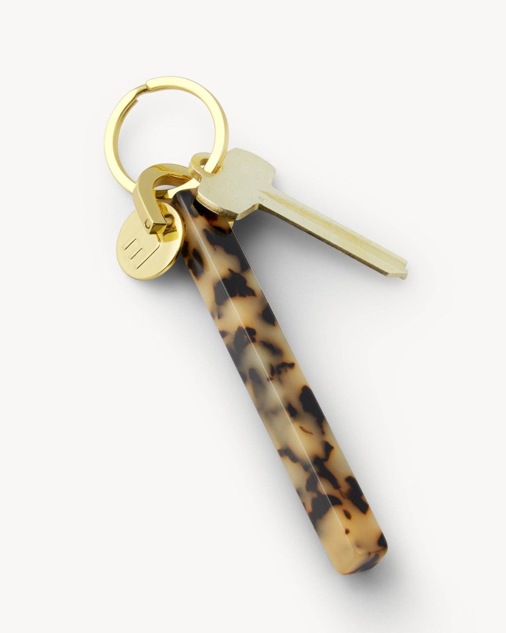 Blonde Tortoise & Gold Bar Keychain