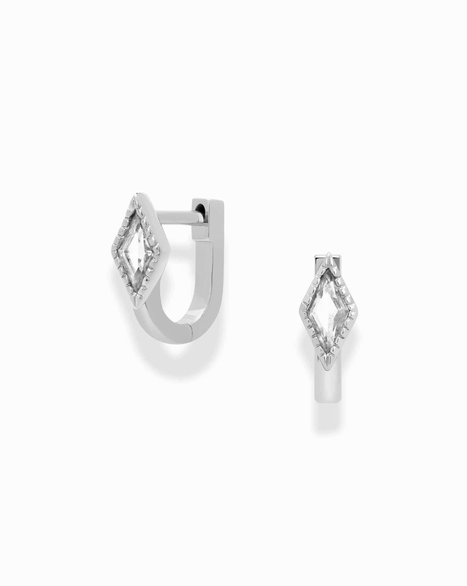 Phoebe Kite Rhodium Huggies
