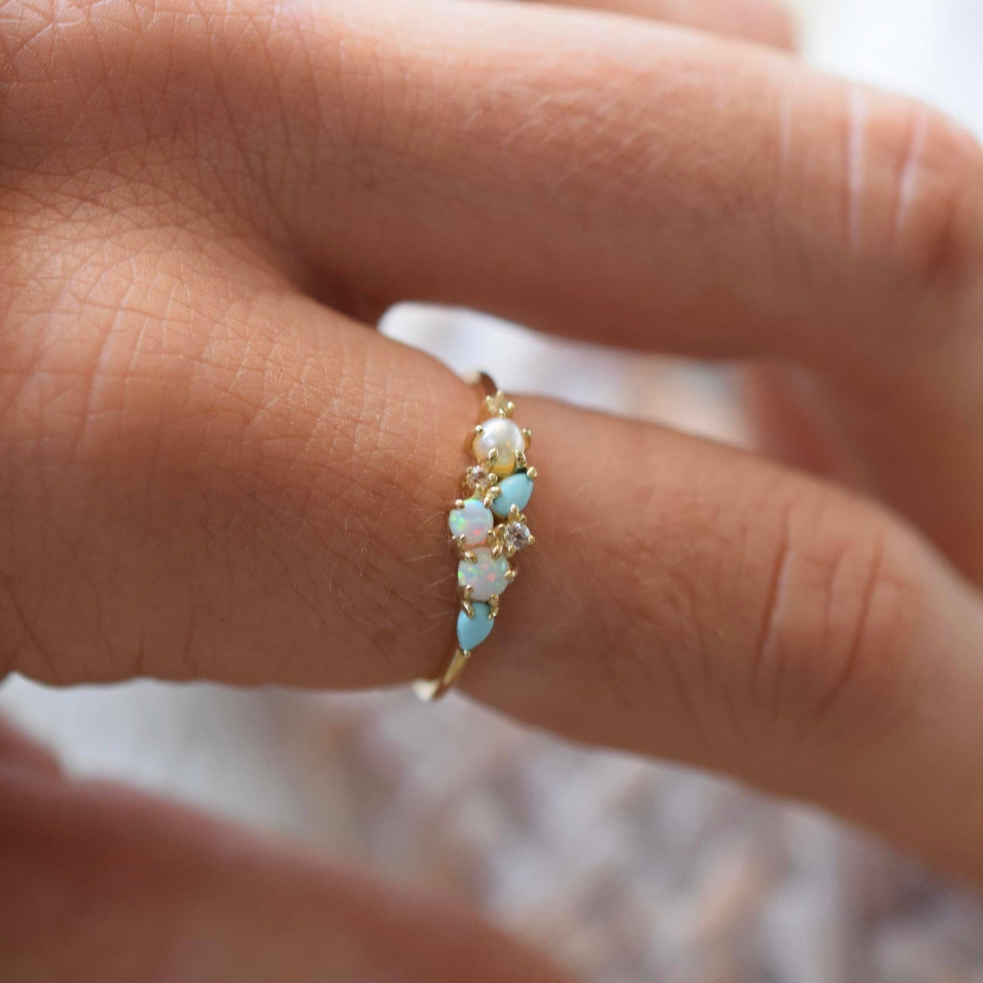 14kt Opal, Pearl & Turquoise Firenze Ring