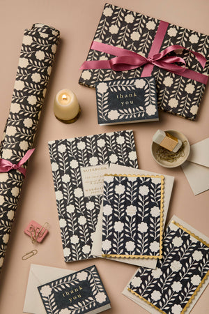 Ink Flora Patterned Wrapping Paper