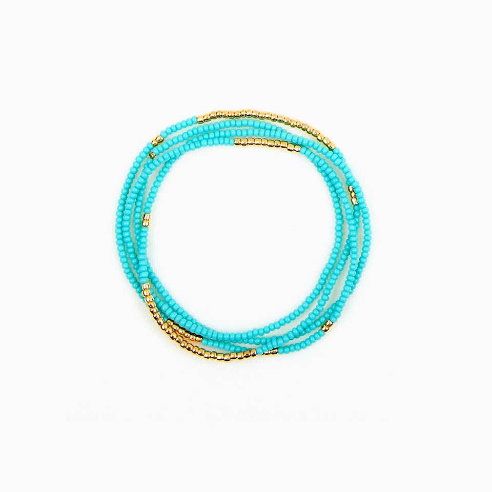 Gold Bead Stretch Necklace Wrap Bracelet