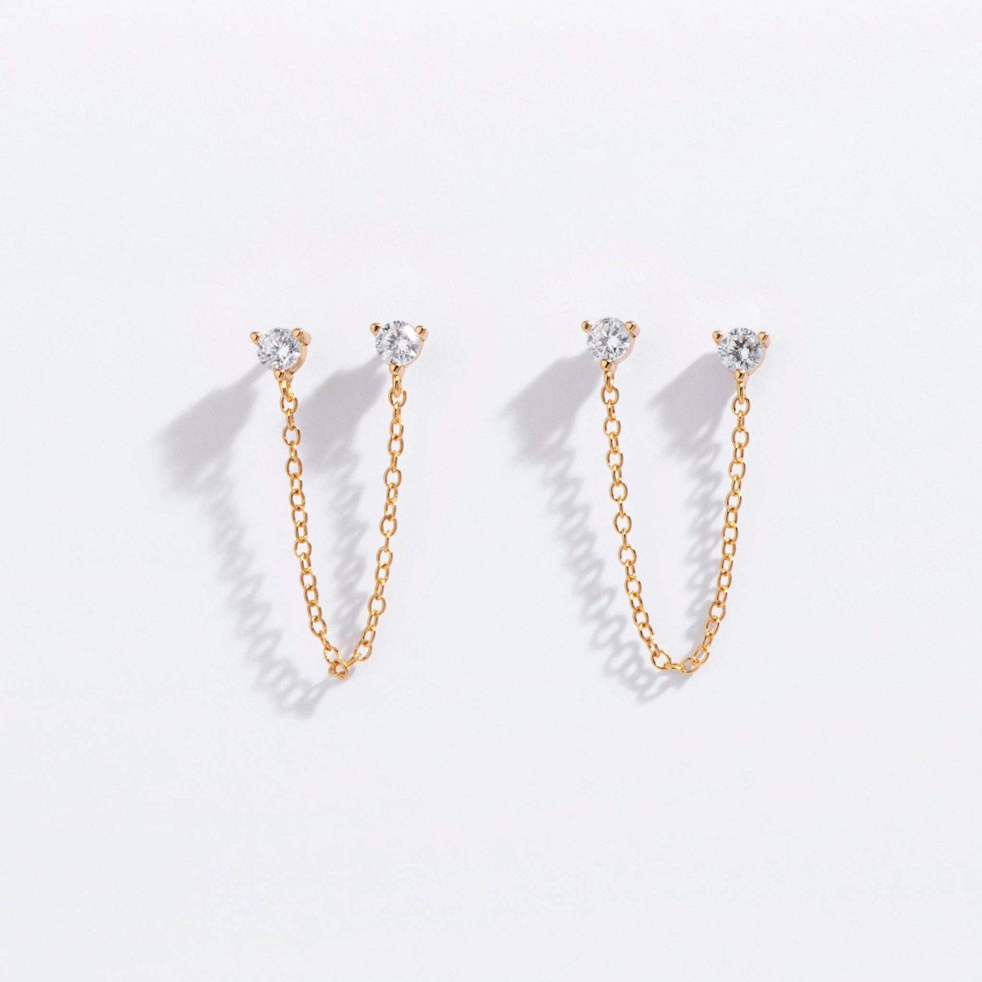 Double CZ Chain Studs