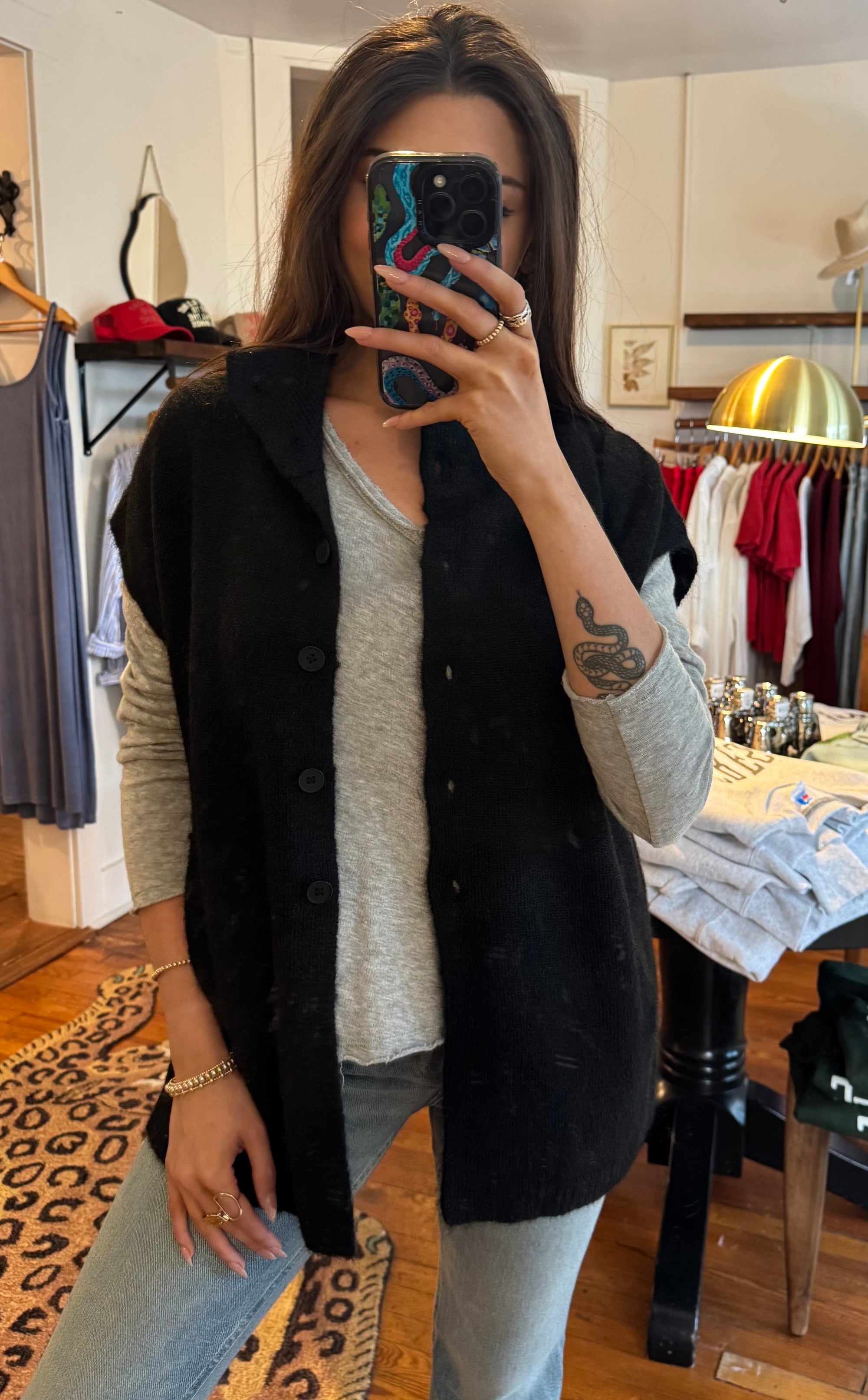 Black Sleeveless Cardigan