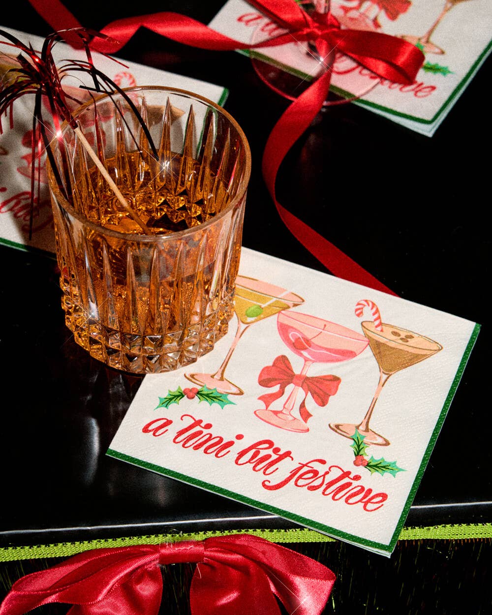 Christmas Cocktail Napkins "Tini Bit Festive"