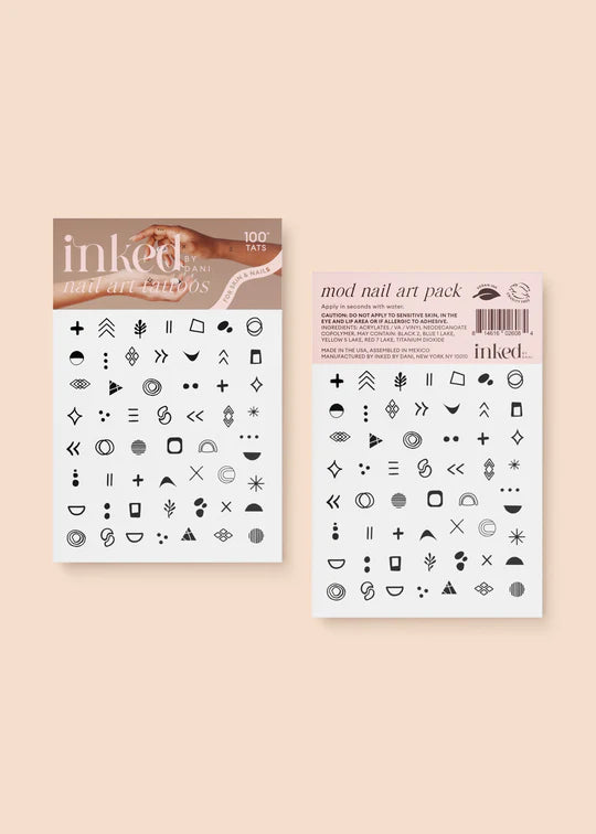 Mod Nail Art Temporary Tattoo Pack