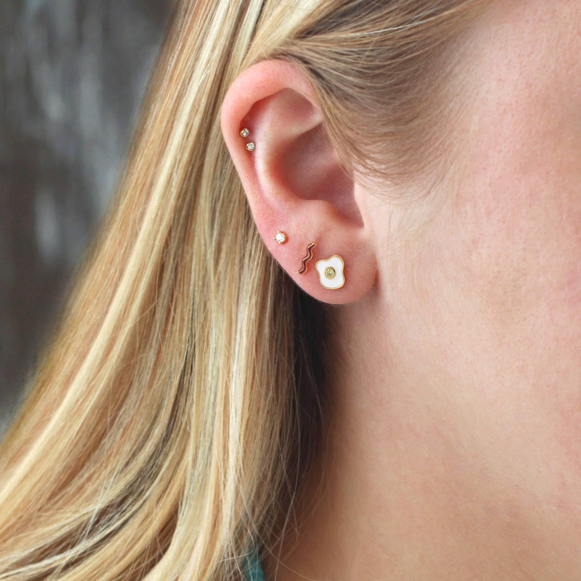 Bacon and Egg Enamel Studs