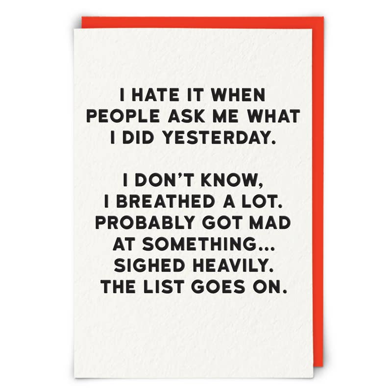What Did I Do Yesterday Card
