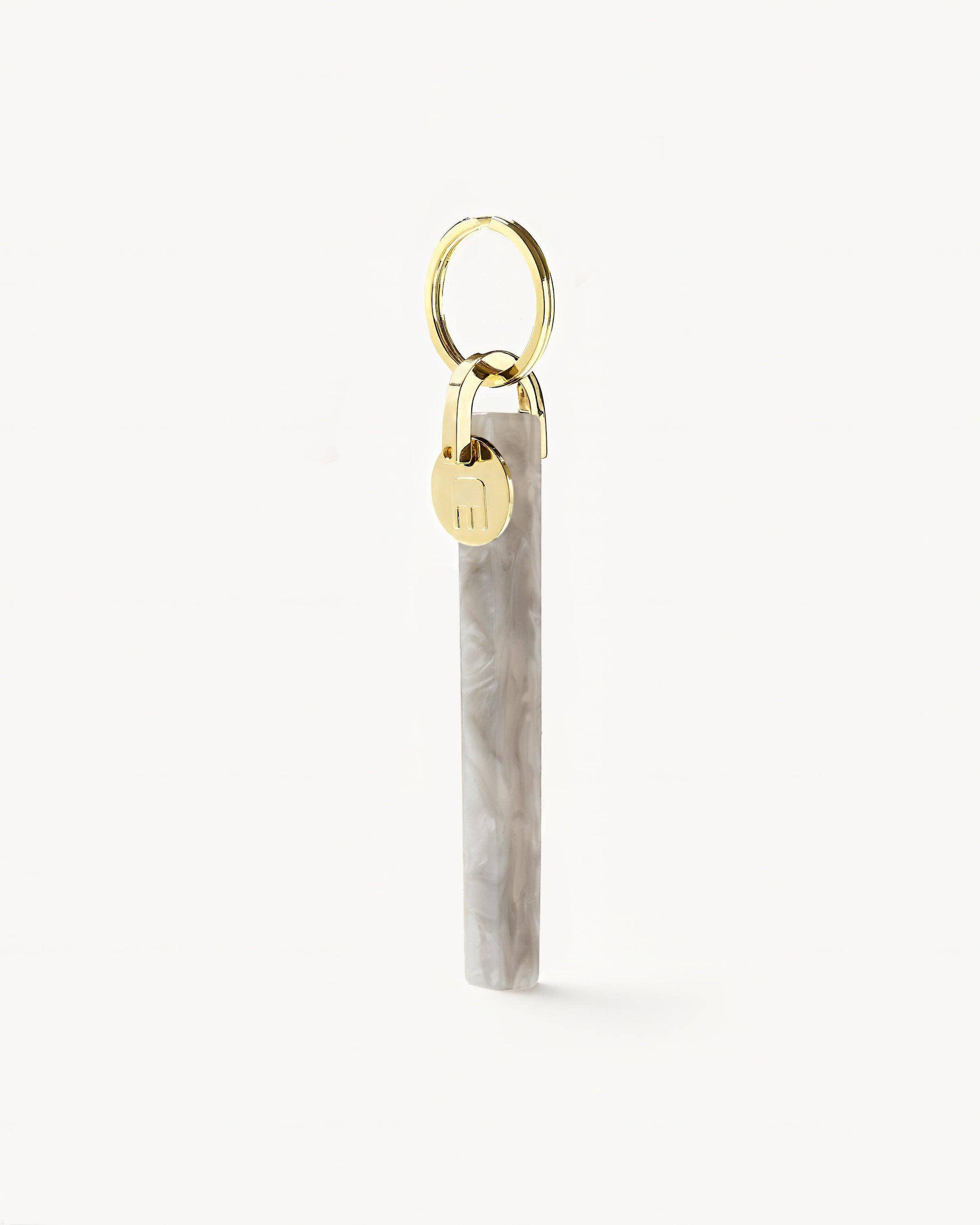 Grey Shell & Gold Bar Keychain