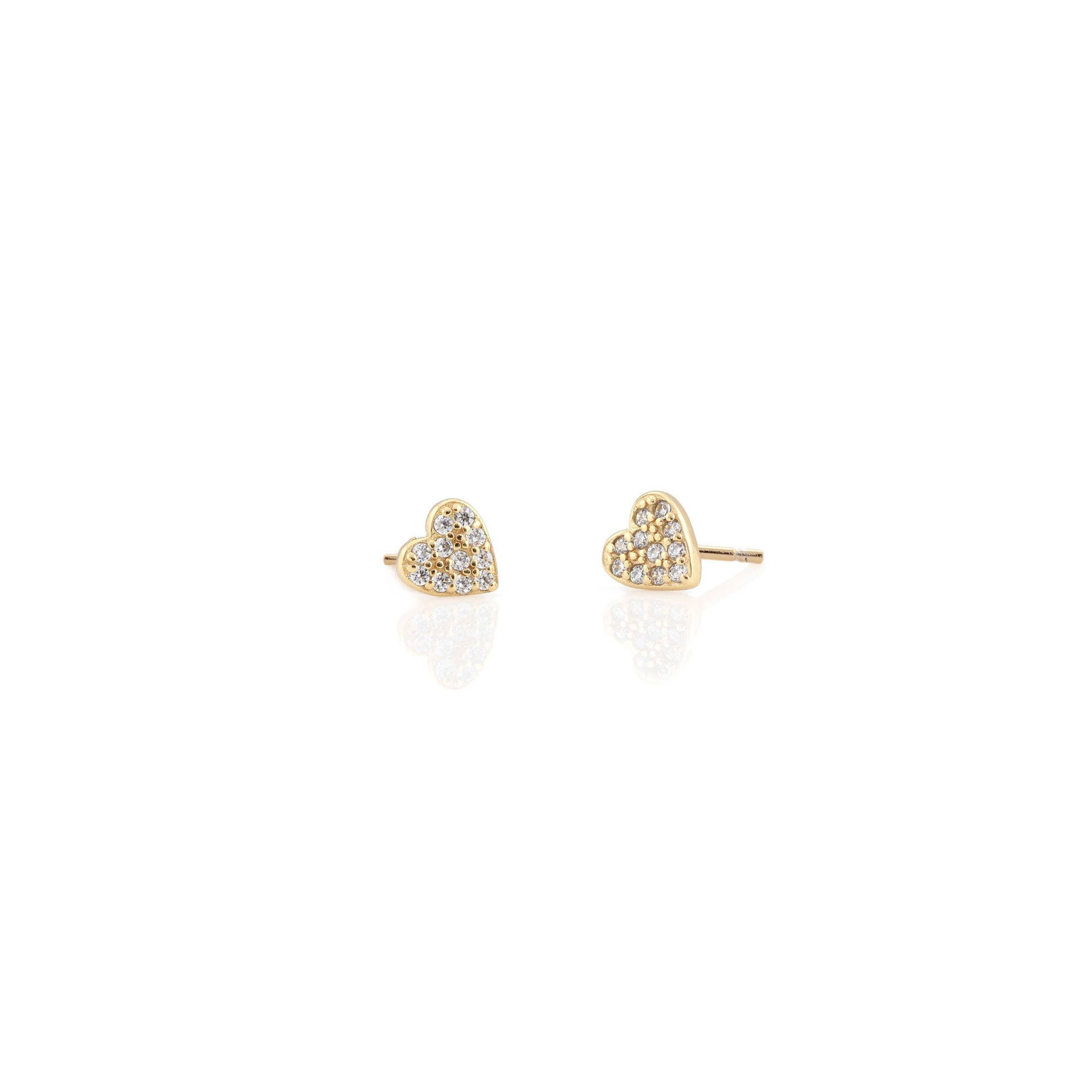 Gold Heart Crystal Stud Earrings