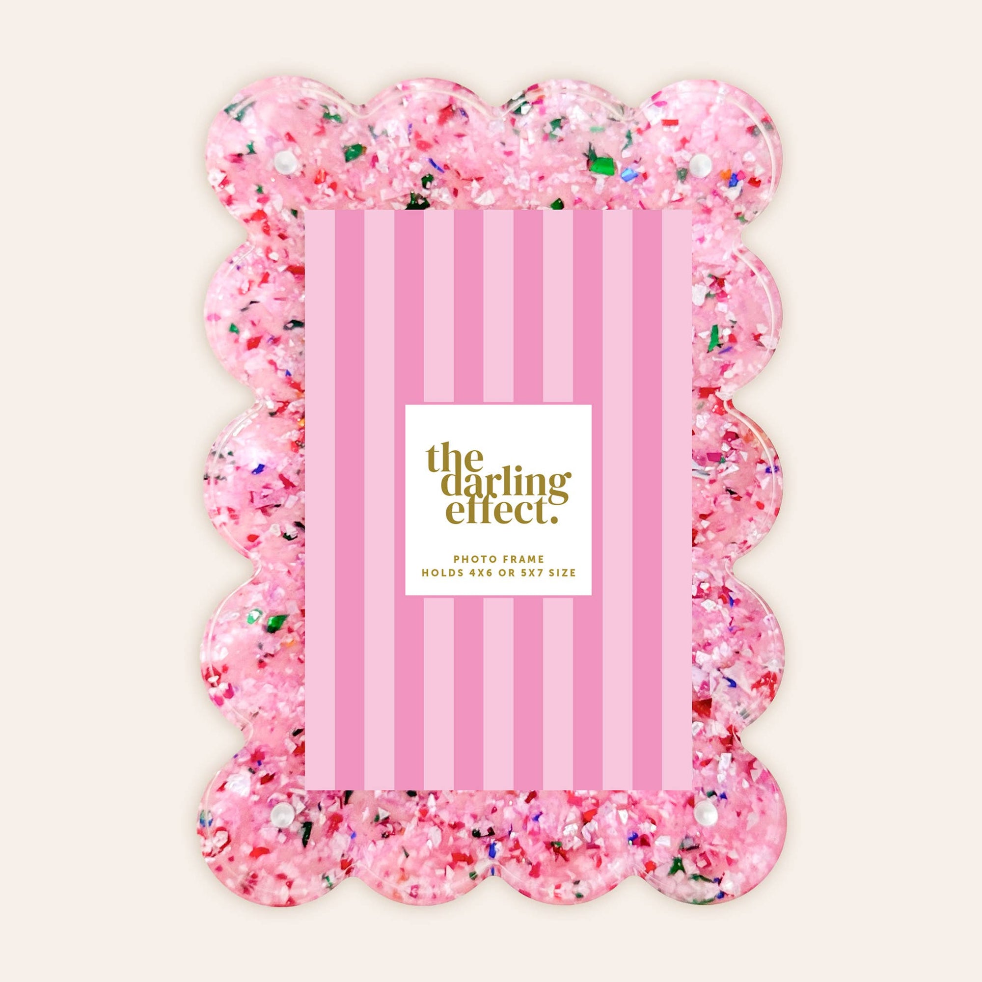 Confetti Pink Rectangle Scalloped Acrylic Frame
