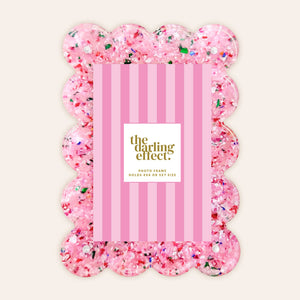 Rectangle Scalloped Acrylic Frame-Confetti Pink