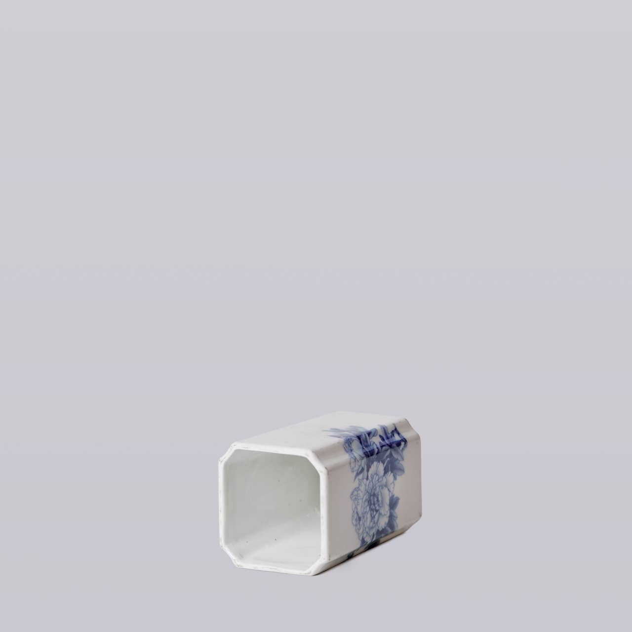 1920s Blue &amp; White Porcelain Peony Square Vase